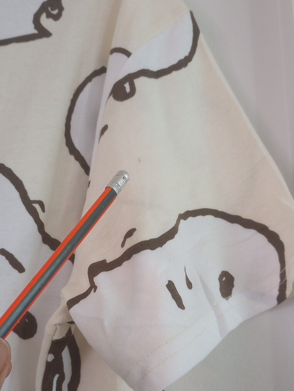 Peanuts Cotton Cream Pastel Yellow T‑Shirt Brown White Snoopy Faces Print Size L - Picture 5 of 7